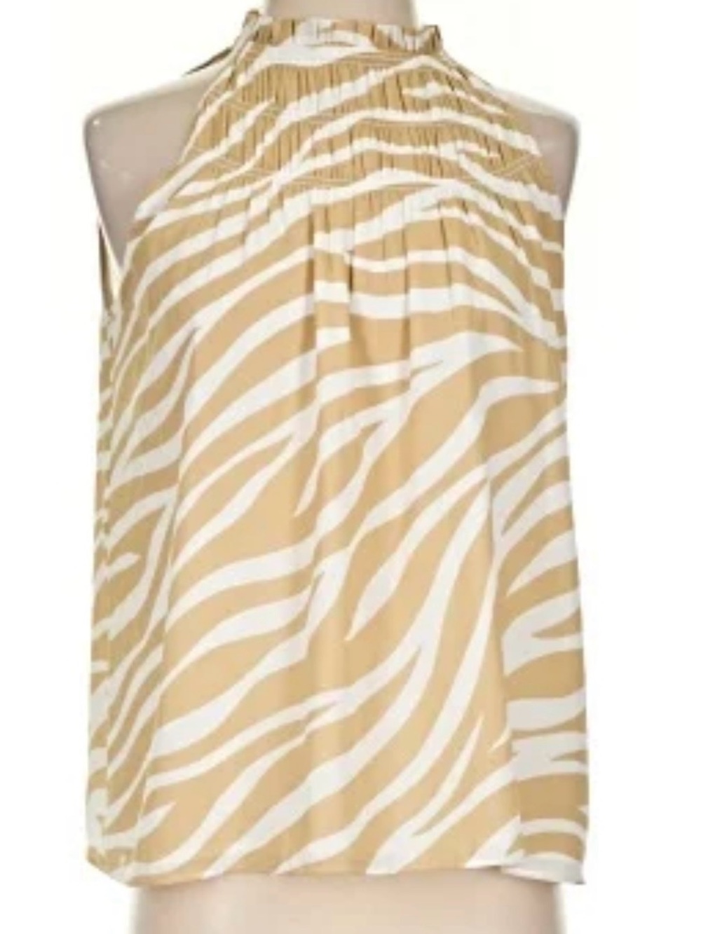 Ann Taylor Beige and White Zebra Print Halter Camisole